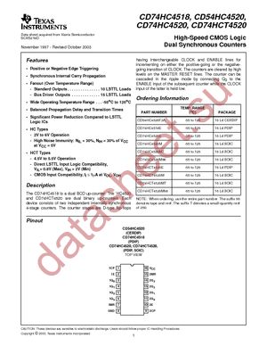 CD74HC4520MTG4 datasheet  